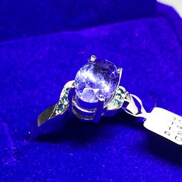 10K, Tanzanite, Coloured Diamonds, Ring (6.5) - Picture 5 of 10
